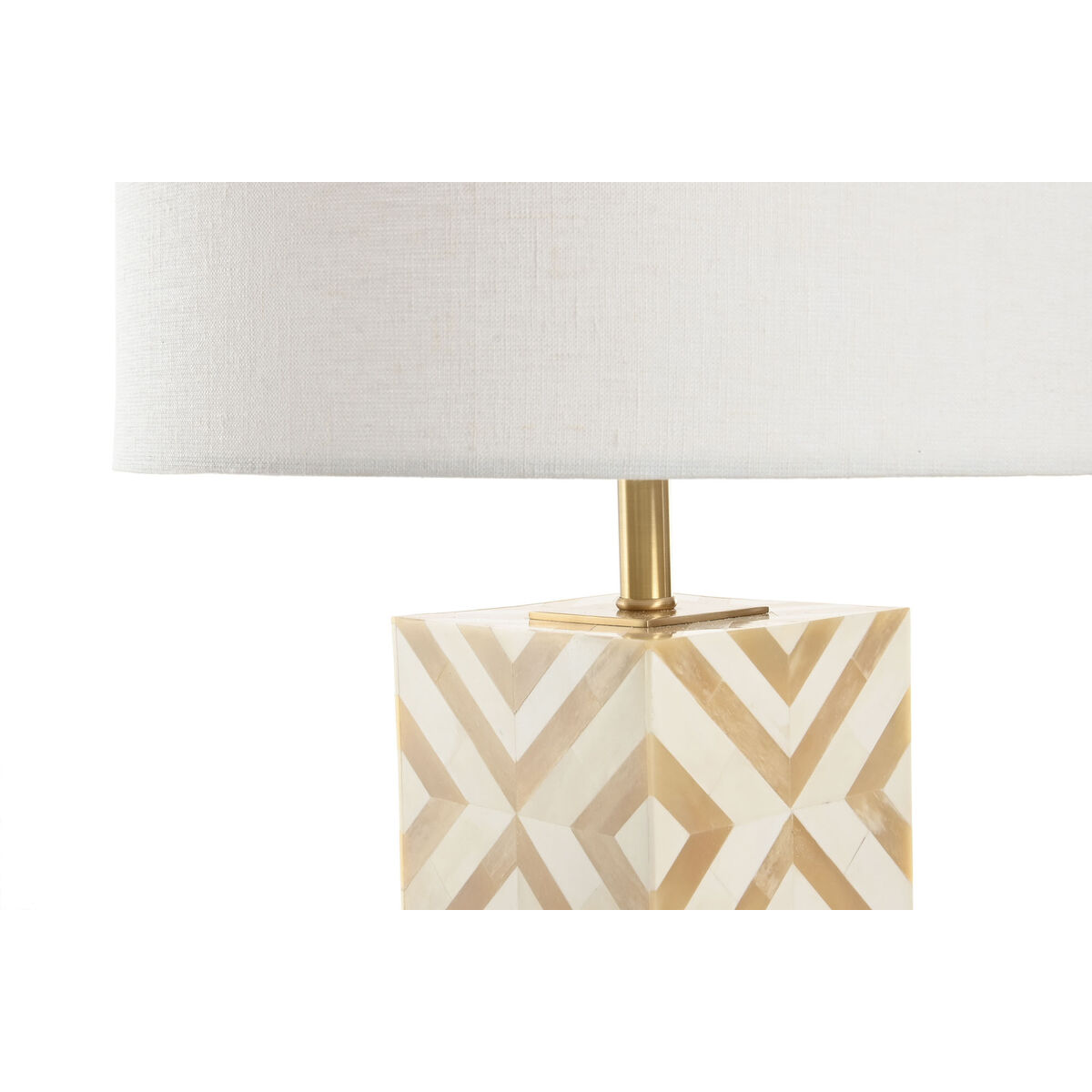 Bordslampa Home ESPRIT Vit Beige Gyllene 50 W 220 V - 3