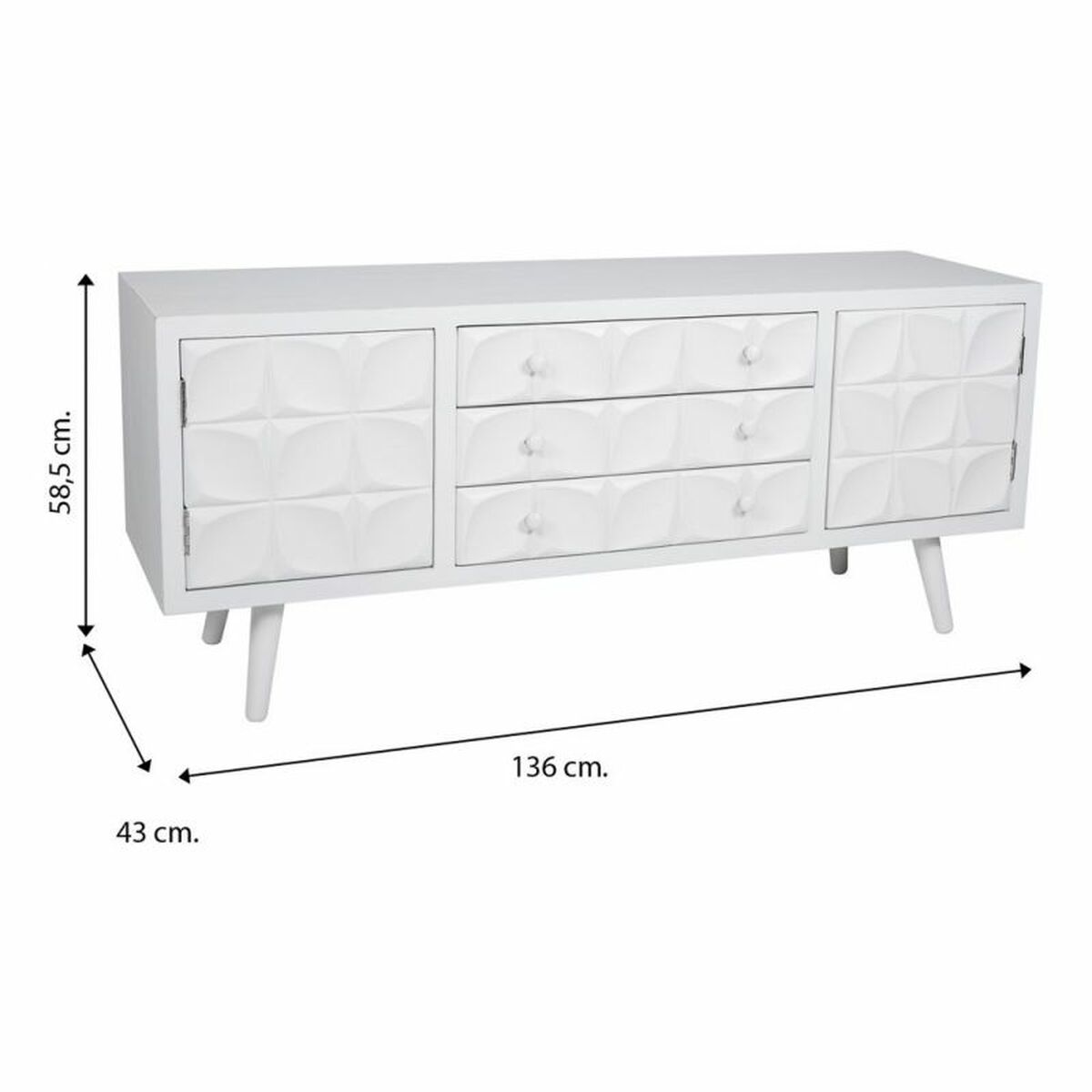 Flerfunktionslådor Alexandra House Living Vit Granträ Trä MDF 43 x 58 x 136 cm - 6