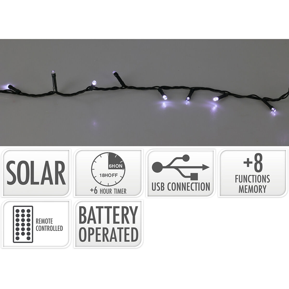 LED-krans Lifetime Kallvit 10 m Sol - 2