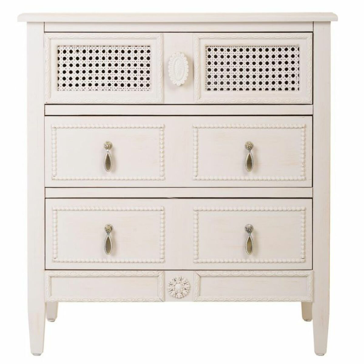 Kommod Alexandra House Living Grå Rosa Rattan Granträ Trä MDF 36 x 70 x 65 cm - 4