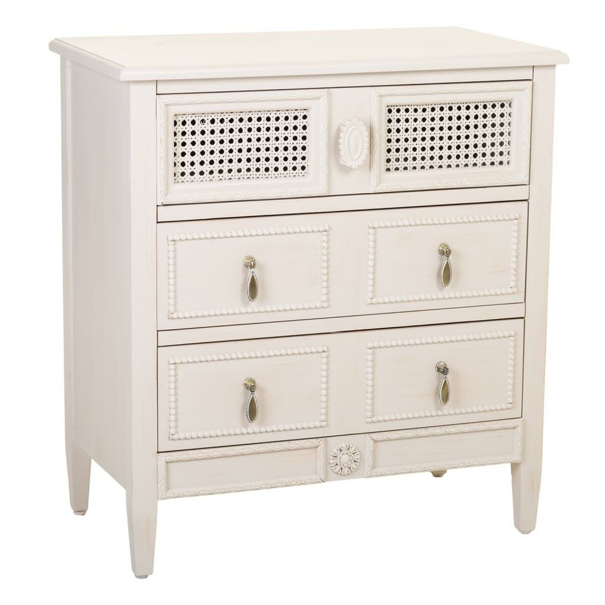 Kommod Alexandra House Living Grå Rosa Rattan Granträ Trä MDF 36 x 70 x 65 cm