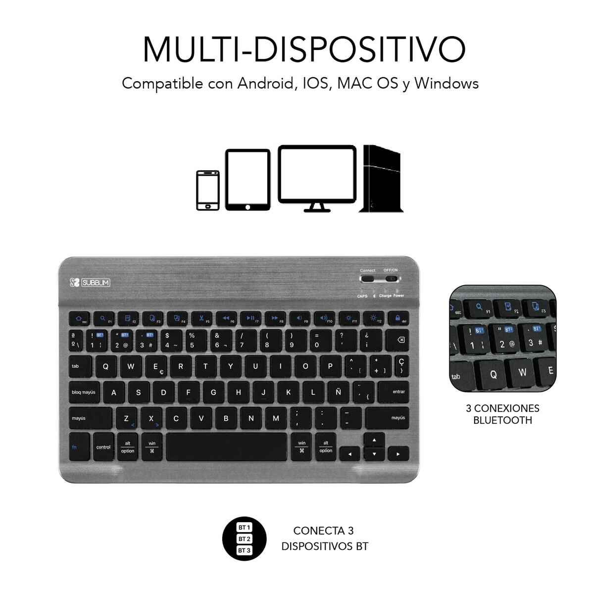 Väska till Läsplatta och Tangentbord Subblim SUBKT3BTS055 Svart Qwerty Spanska QWERTY - 4