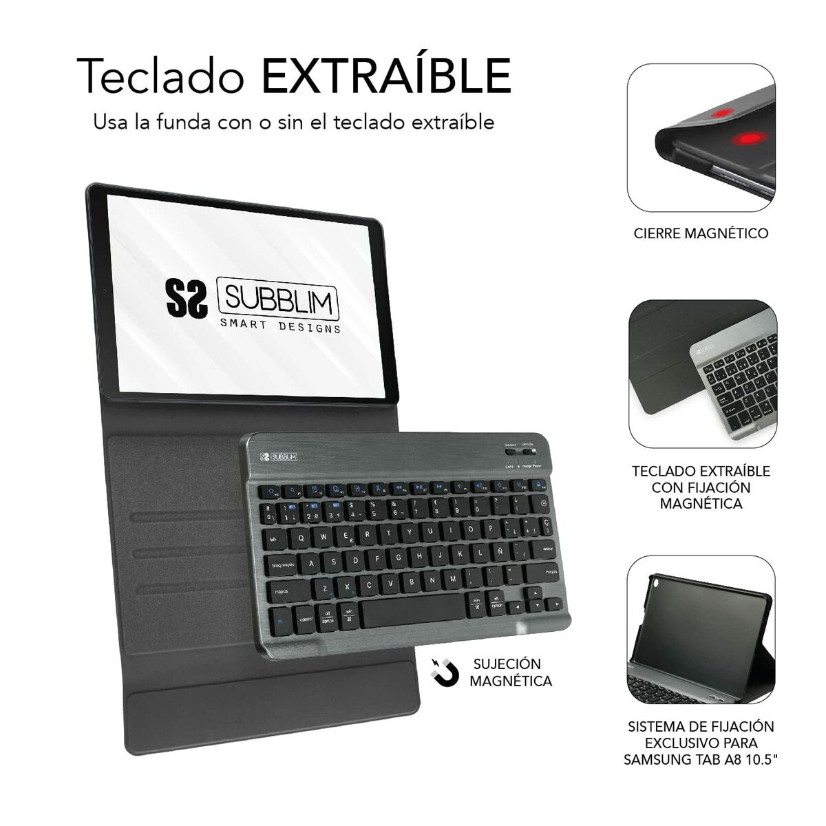 Väska till Läsplatta och Tangentbord Subblim SUBKT3BTS055 Svart Qwerty Spanska QWERTY - 5