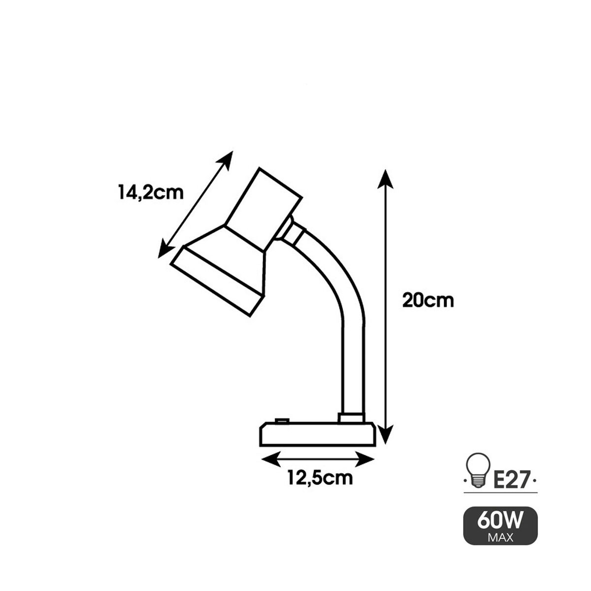 Skrivbordslampa EDM 30251 London Vit Metall 60 W 12,5 x 20 cm E27 Flexo/skrivbordslampa - 4