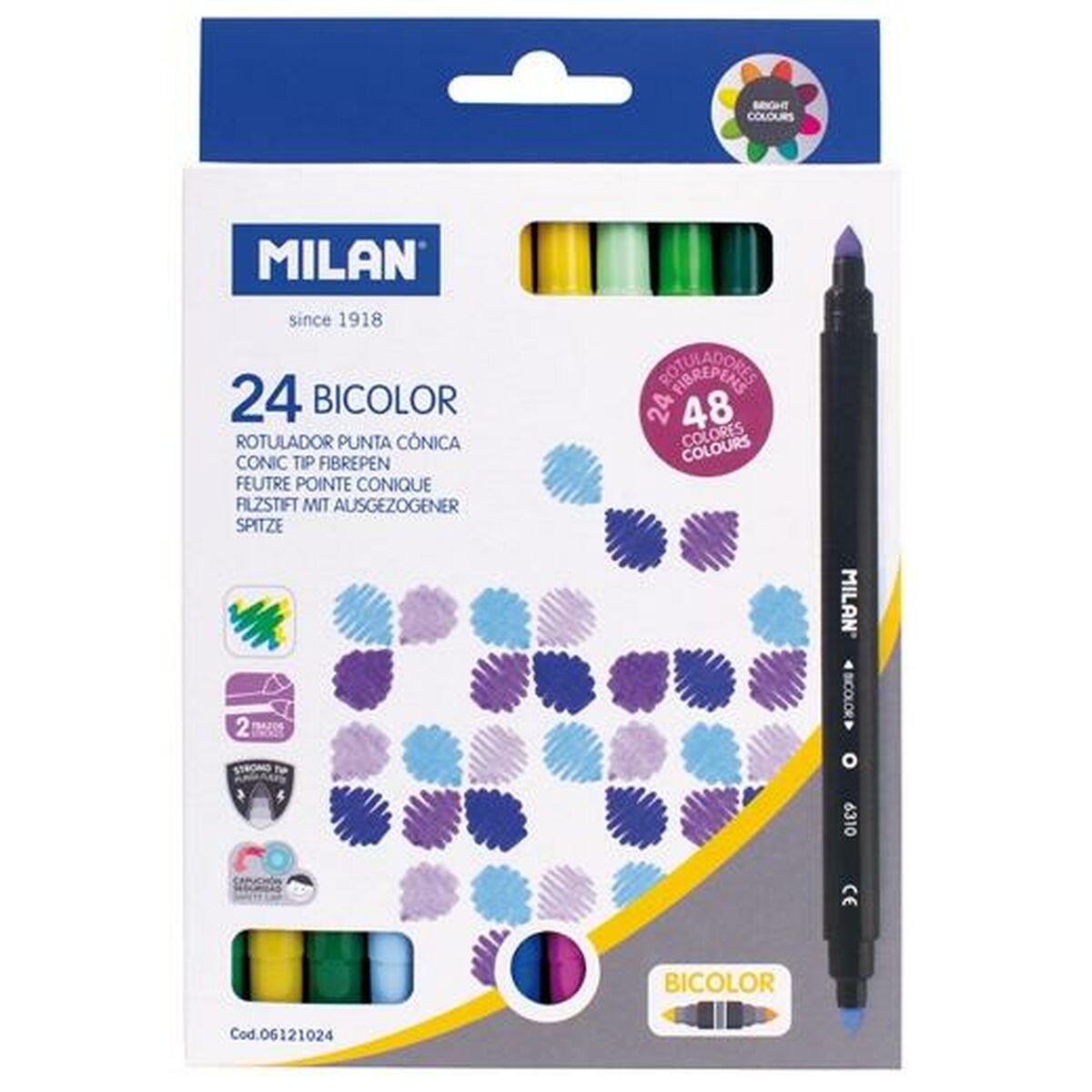 Tuschpennor Milan Dvobarvna 24 Delar Multicolour - 2