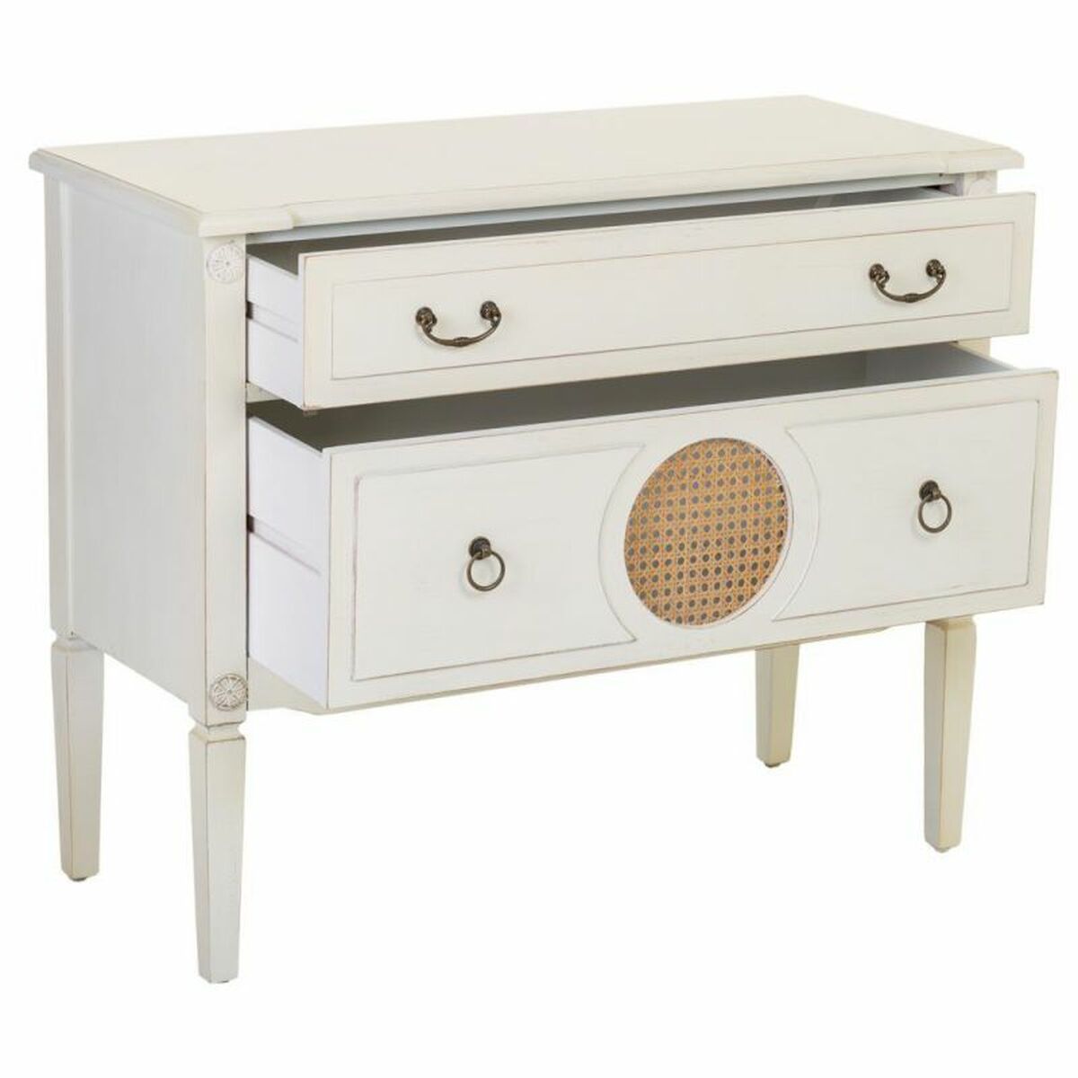 Kommod Alexandra House Living Vit Rattan Granträ Trä MDF 72 x 38 x 88 cm - 4