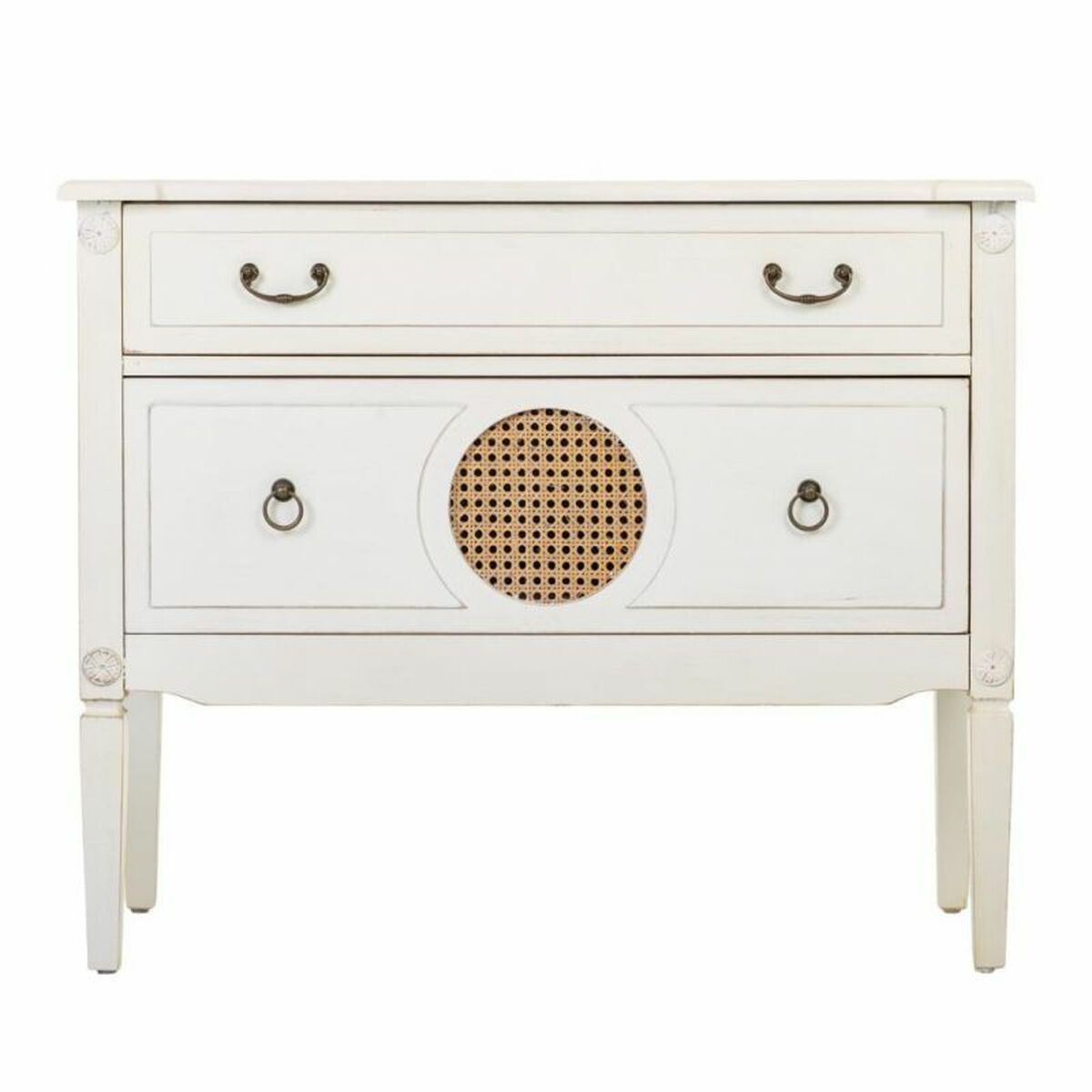 Kommod Alexandra House Living Vit Rattan Granträ Trä MDF 72 x 38 x 88 cm - 3