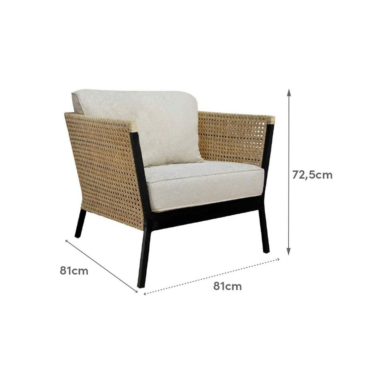 Trädgårdssoffa Niva Svart Aluminium 81 x 81 x 72,5 cm - 2
