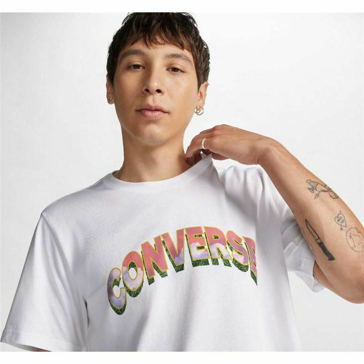 T-shirt med kortärm Herr Converse Mirror Vit - 4
