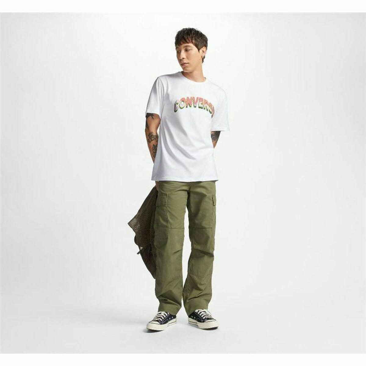 T-shirt med kortärm Herr Converse Mirror Vit - 3