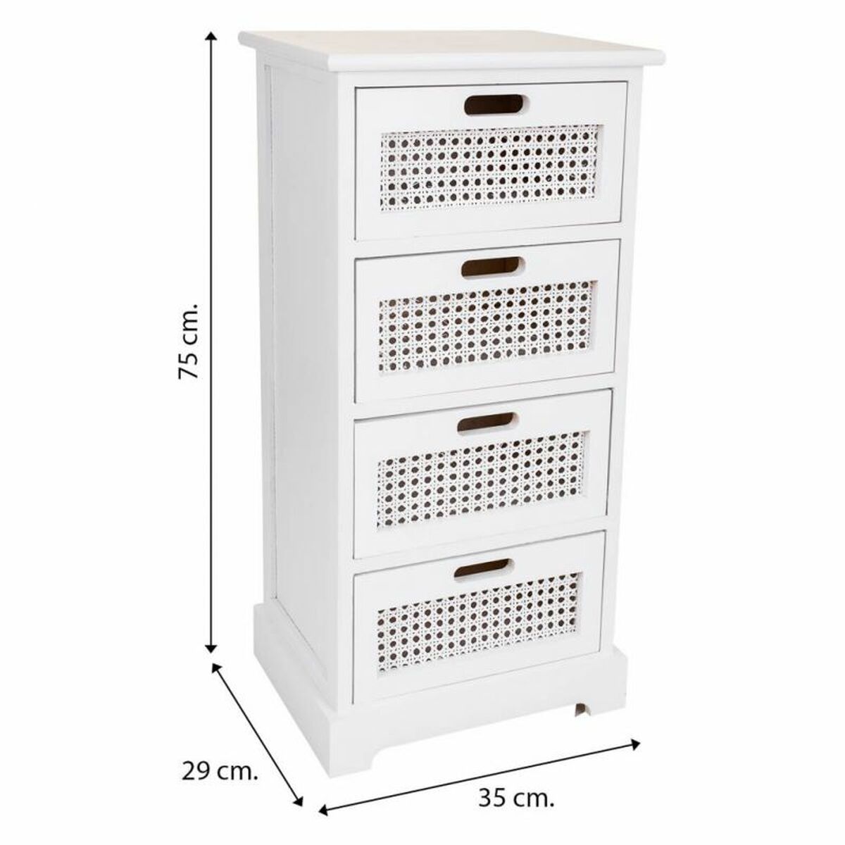 Byrå Alexandra House Living Vit Käpp Paulowniaträ Trä MDF 29 x 75 x 35 cm - 8