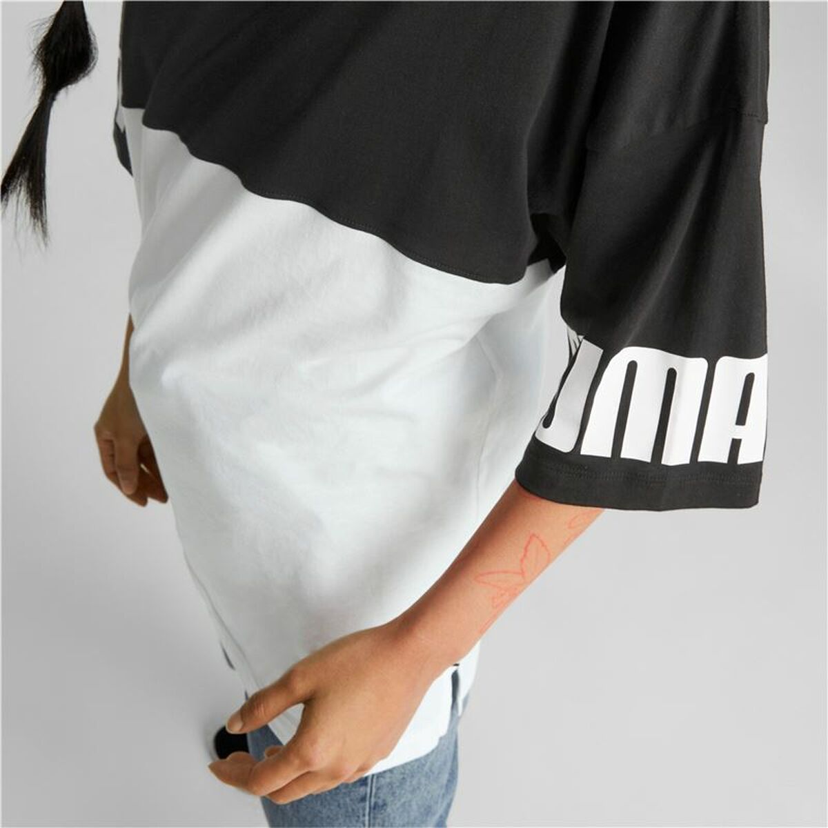 T-shirt med kortärm Dam Puma Power Colorblock Vit Svart - 2
