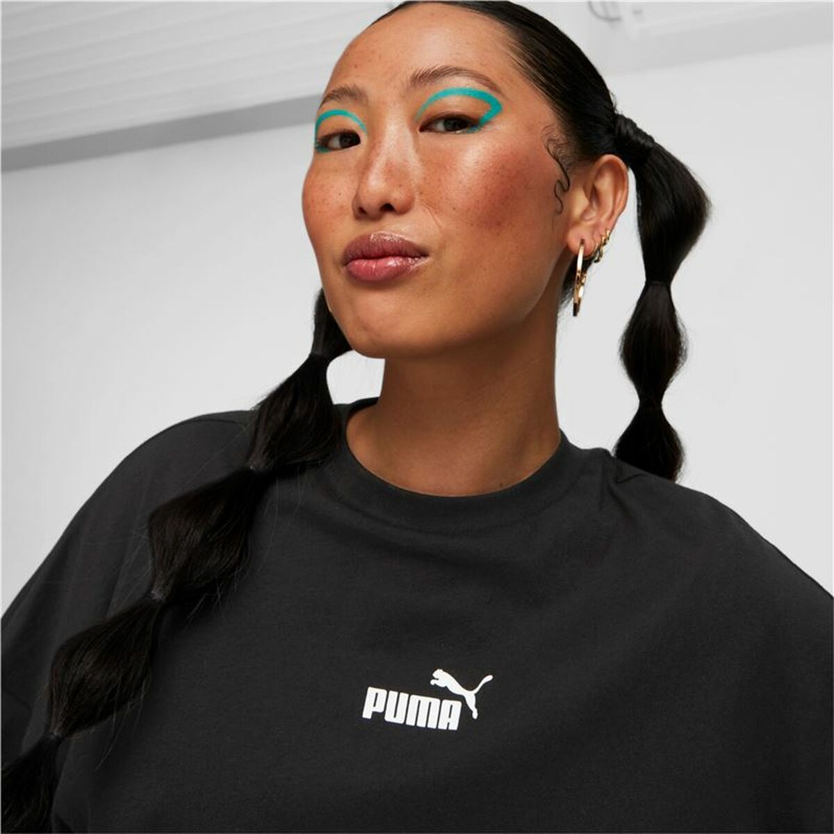 T-shirt med kortärm Dam Puma Power Colorblock Vit Svart - 5