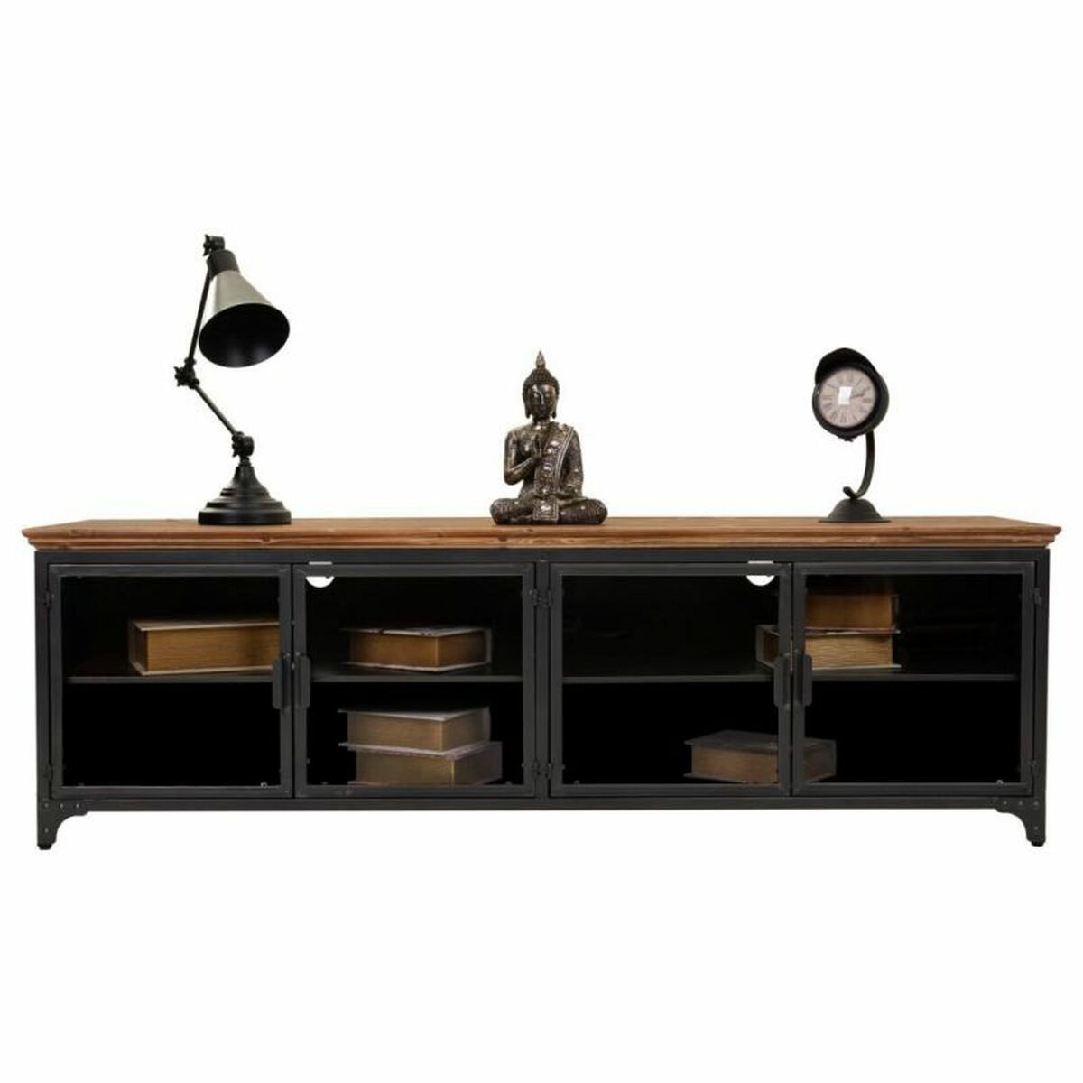 Flerfunktionslådor Alexandra House Living Brun Grå Trä Metall Glas 41 x 50 x 161 cm - 3