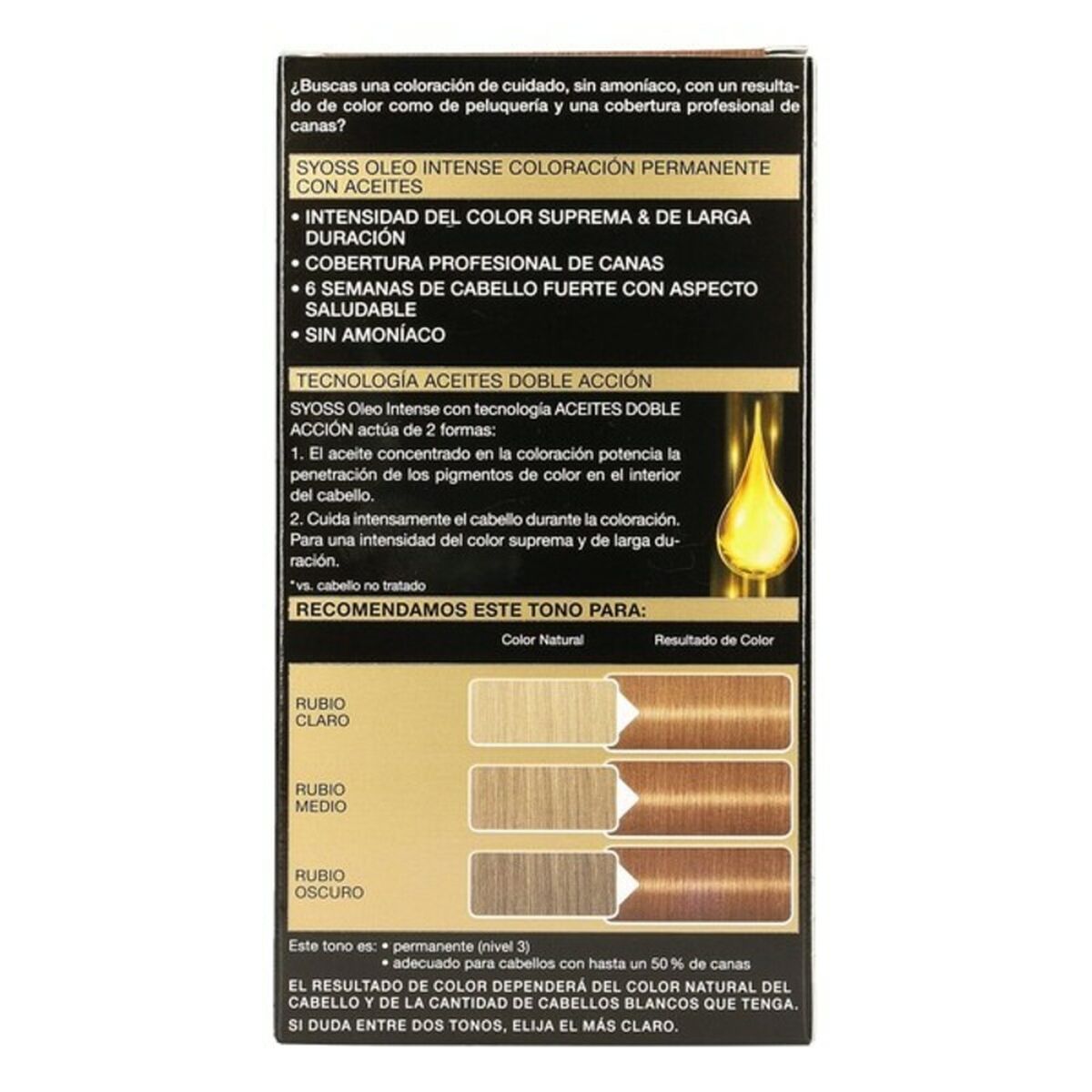Permanent färg Syoss Olio Intense Honungsblond Nº 8,60 Platinablont Nº 8.60-Rubio Miel - 9