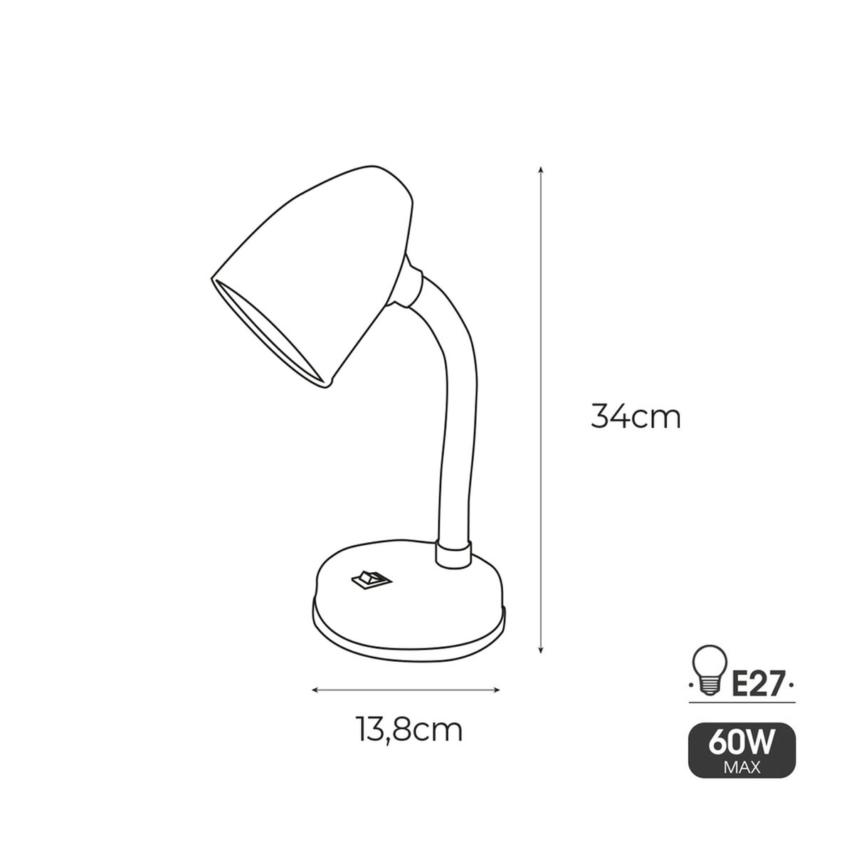 Skrivbordslampa EDM 30257 Amsterdam Vit Metall 60 W 13 x 34 cm E27 Flexo/skrivbordslampa (1 antal) - 4
