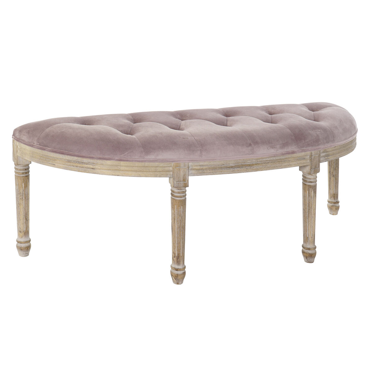 Sittpall DKD Home Decor   Naturell Rosa Polyester Sammet Gummiträ (125 x 43 x 48 cm)