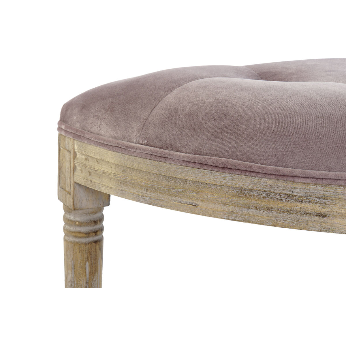 Sittpall DKD Home Decor   Naturell Rosa Polyester Sammet Gummiträ (125 x 43 x 48 cm) - 2
