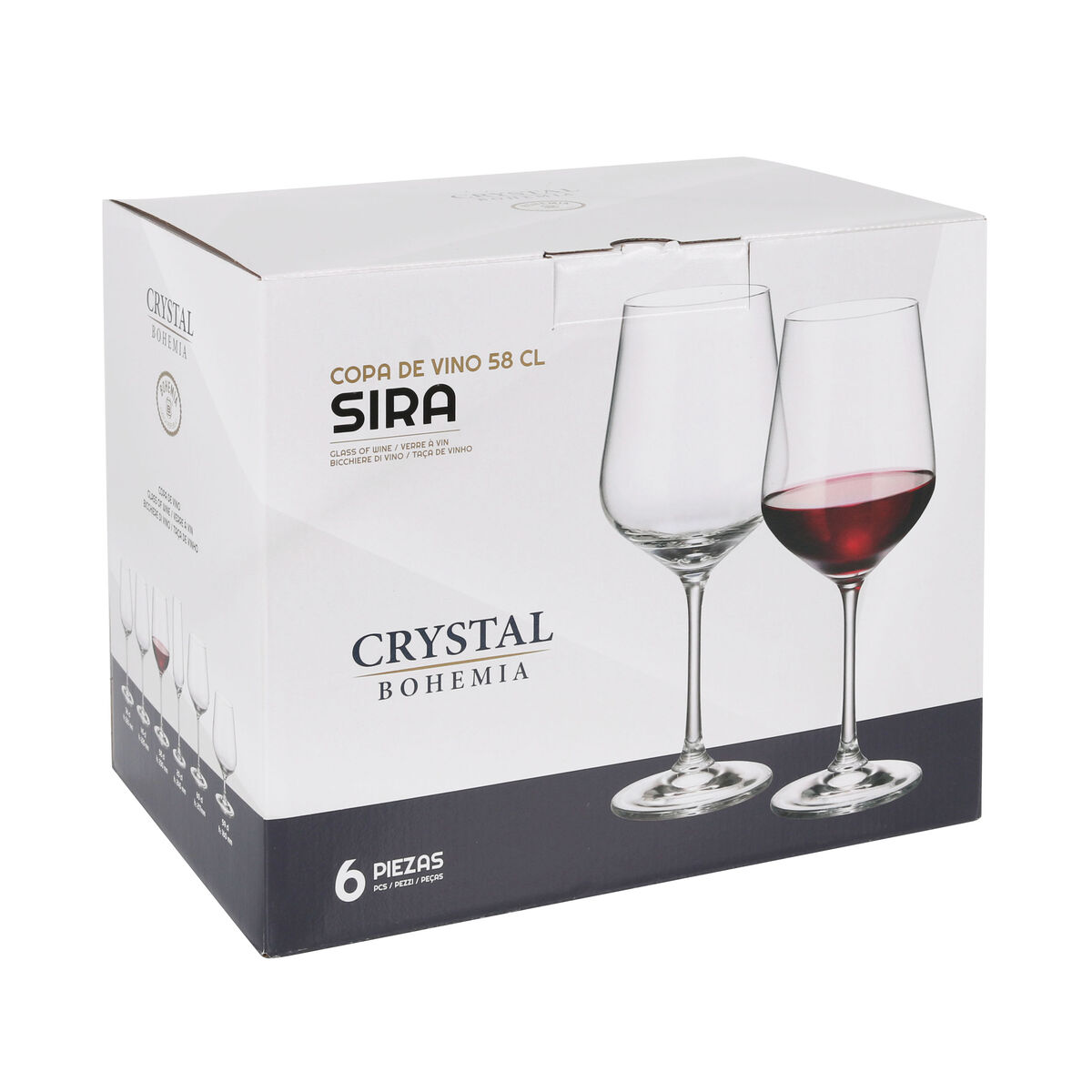Set med vinglas Bohemia Crystal Sira 580 ml 6 Delar (4 antal) - 3