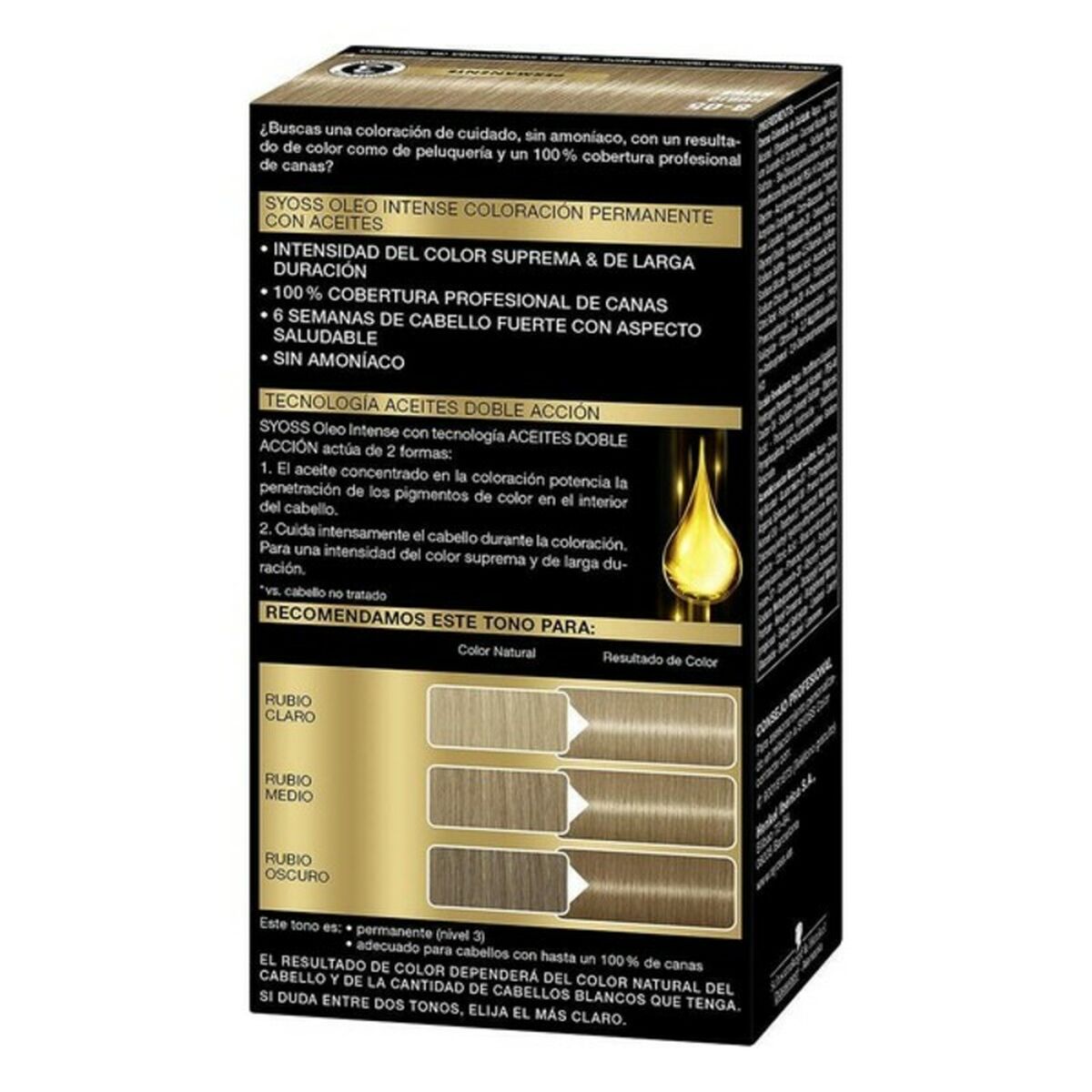 Permanent färg Syoss Olio Intense Beige Blont Nº 8,05 Platinablont Nº 8.05-Rubio Beige - 6