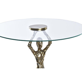 Sidobord DKD Home Decor Glas Gyllene Aluminium 46 x 46 x 57 cm