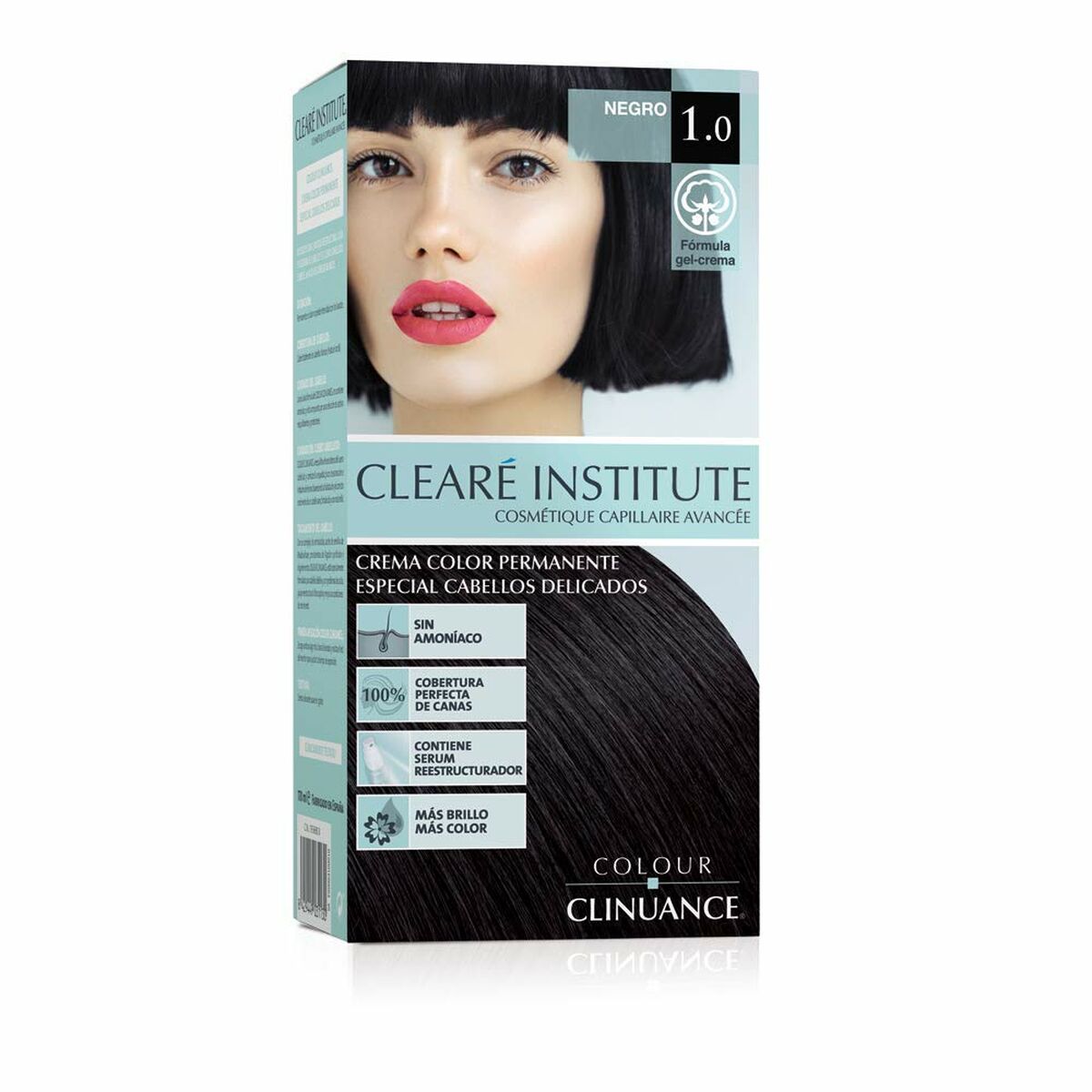 Permanent hårfäg - creme Clearé Institute Colour Clinuance Nº 1.0-negro - 2