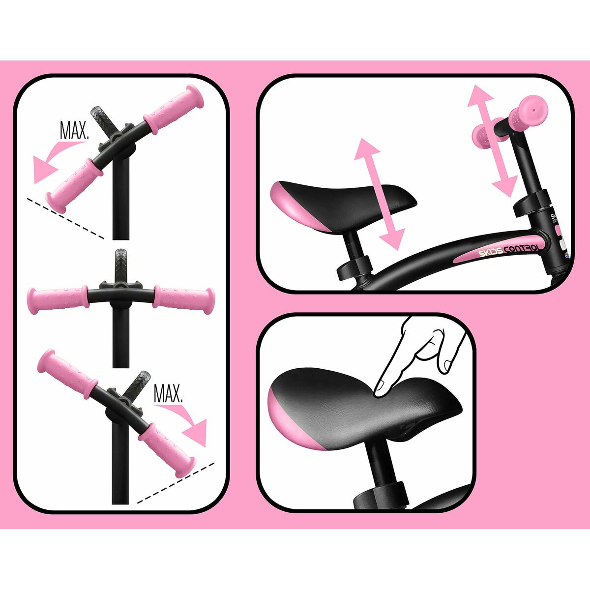 Barncykel SKIDS CONTROL   Utan pedaler Svart Rosa - 3