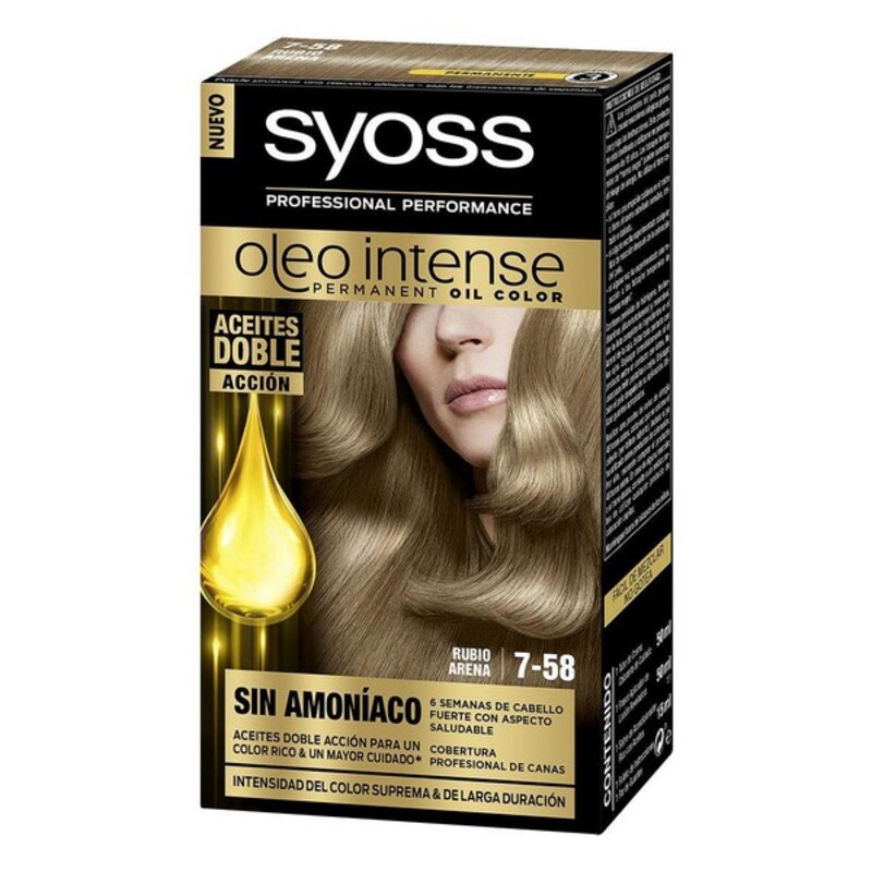 Permanent färg Syoss Olio Intense Sand Blont Nº 7,58 Platinablont Nº 7.58-Rubio Arena