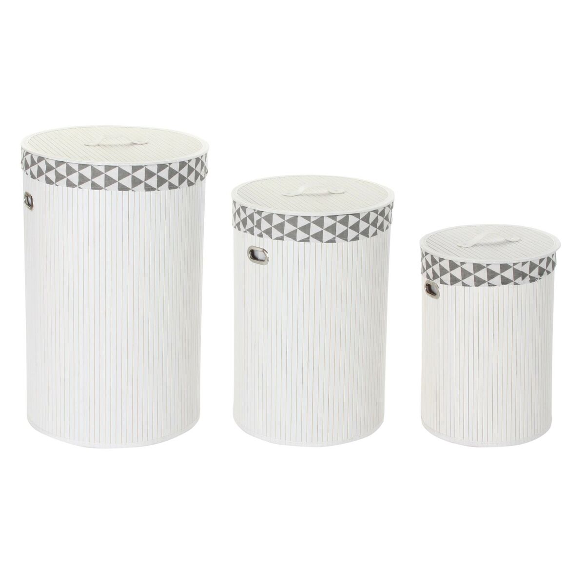Tvättkorg DKD Home Decor Vit Grå Bambu 38 x 38 x 60 cm Set 3 Delar (2 antal) - 4