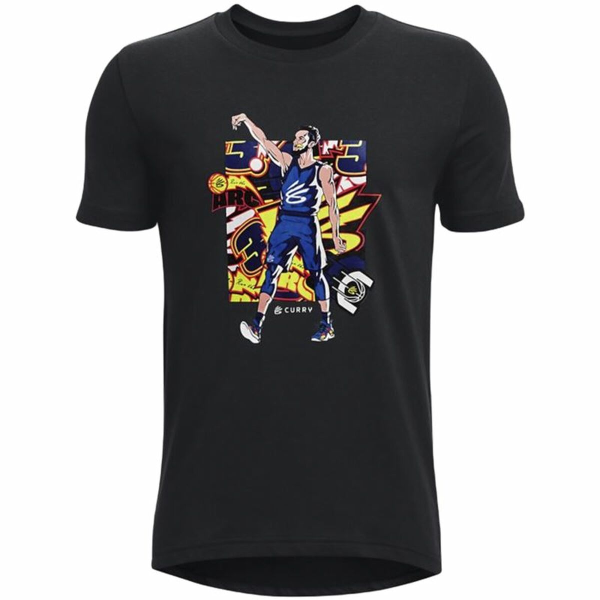 Barn T-shirt med kortärm Under Armour Curry Svart