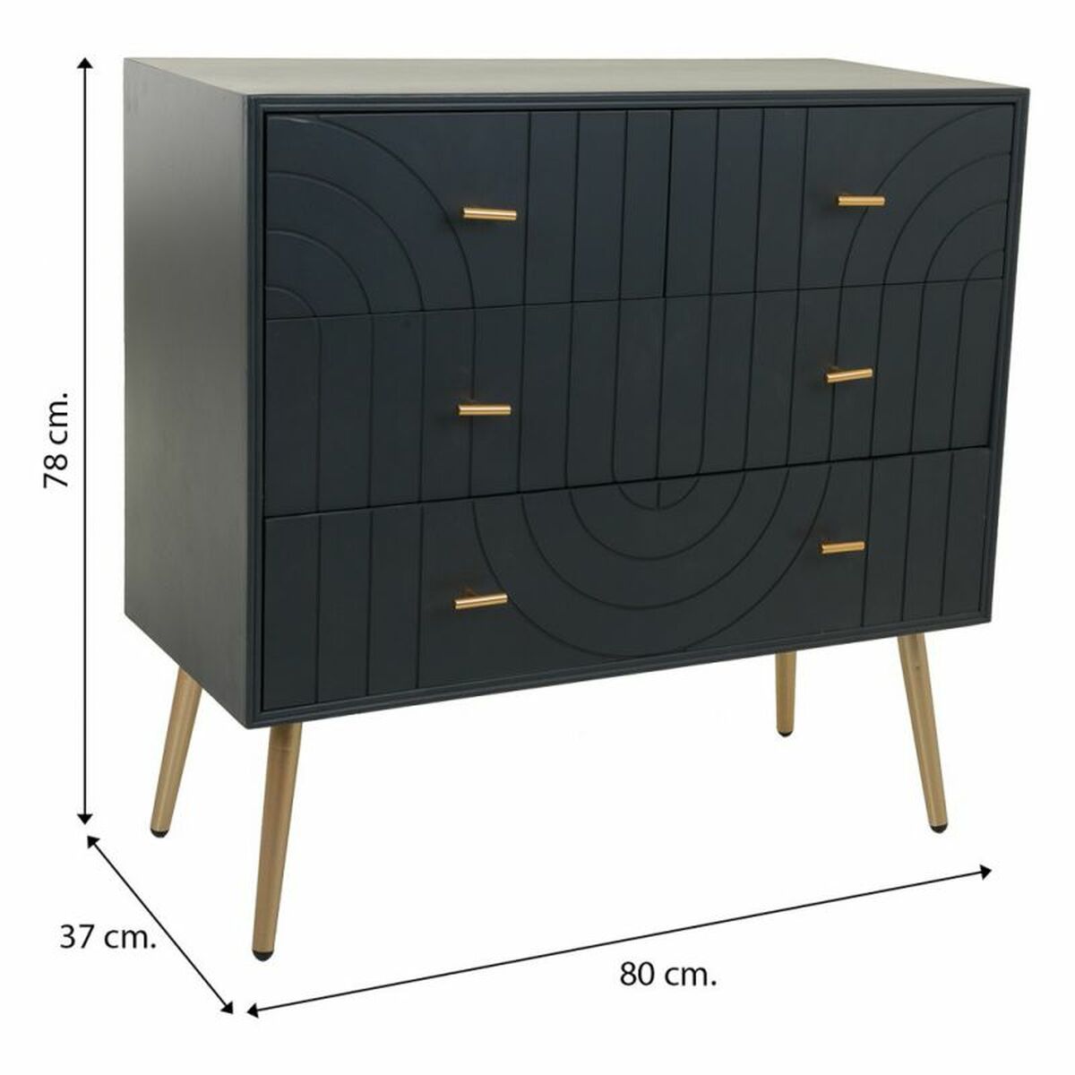 Kommod Alexandra House Living Gyllene Mörkgrå Trä MDF 78 x 37 x 80 cm - 8