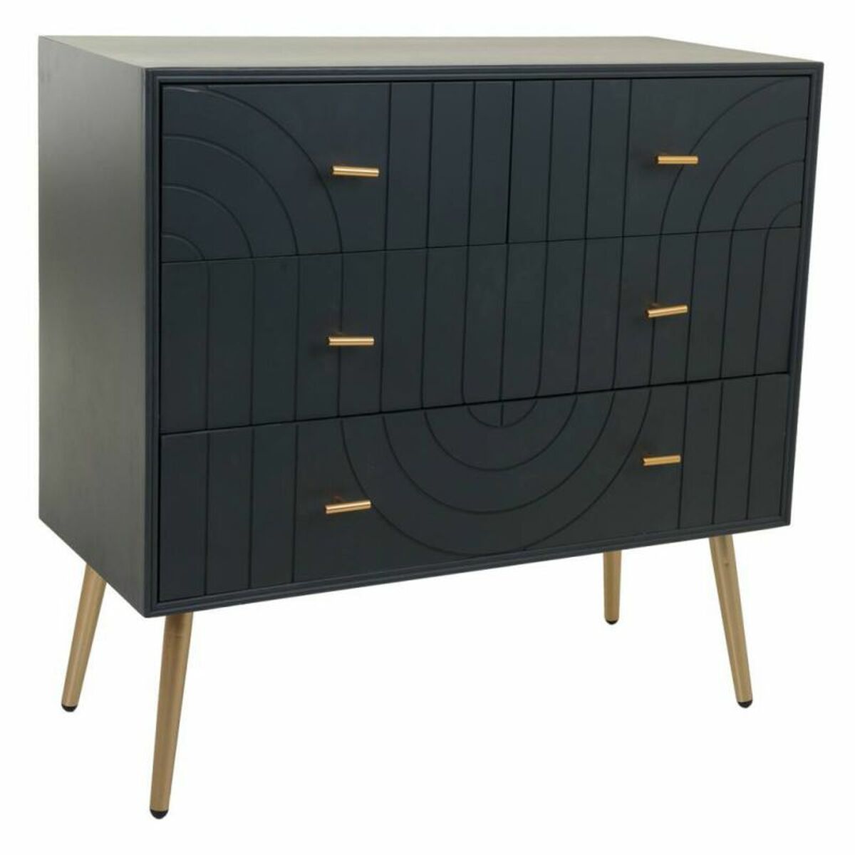 Kommod Alexandra House Living Gyllene Mörkgrå Trä MDF 78 x 37 x 80 cm
