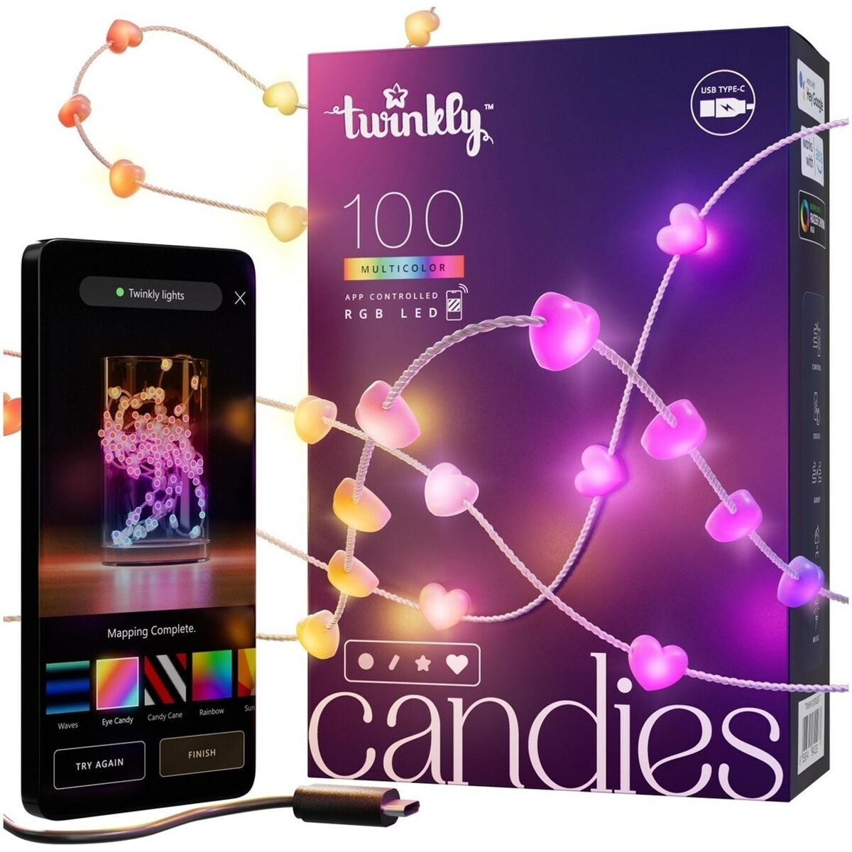 LED-krans Twinkly TWKH100RGB-T Jul 10 W Multicolour