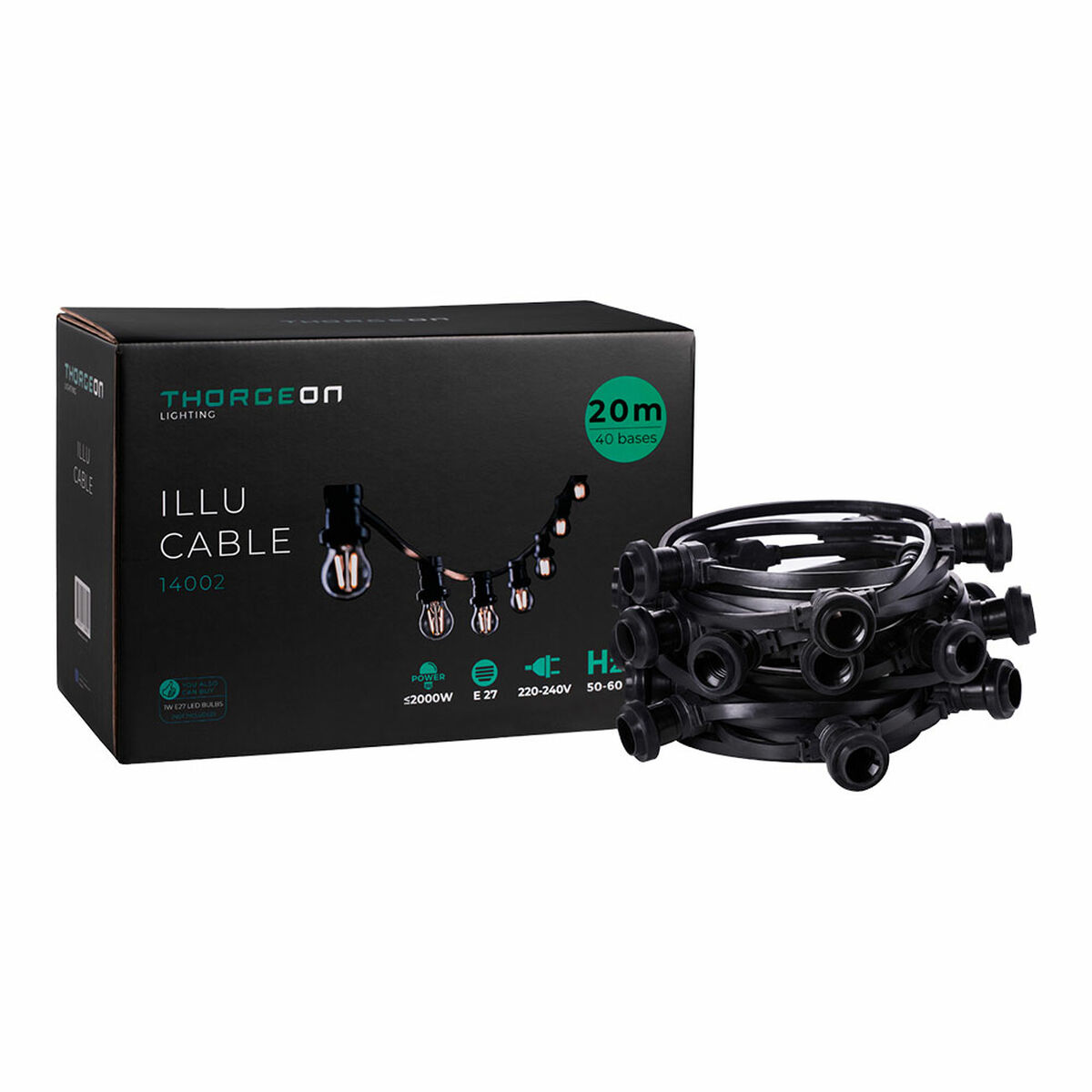 Ljusgirlang Thorgeon Svart 2000 W 20 m 40