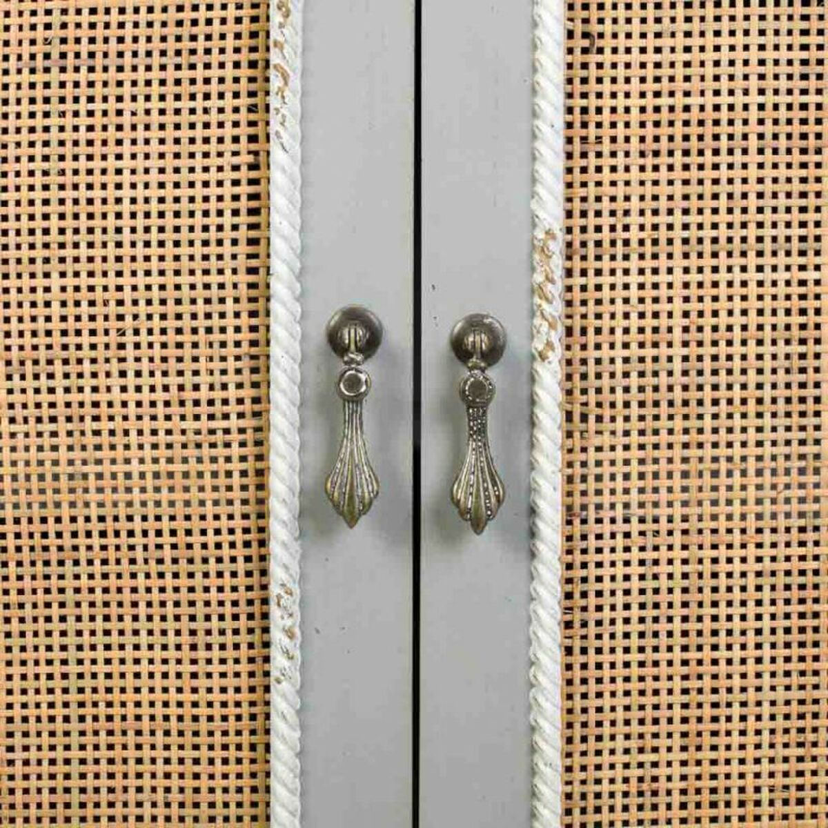 Skåp Alexandra House Living Grå Rattan Granträ Trä MDF 42 x 138 x 80 cm - 7