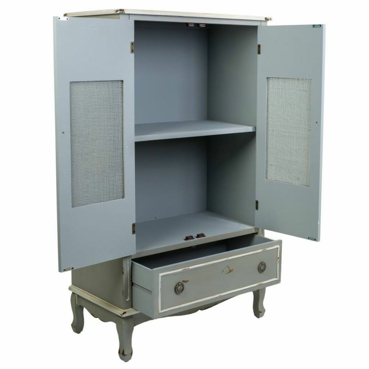 Skåp Alexandra House Living Grå Rattan Granträ Trä MDF 42 x 138 x 80 cm - 4