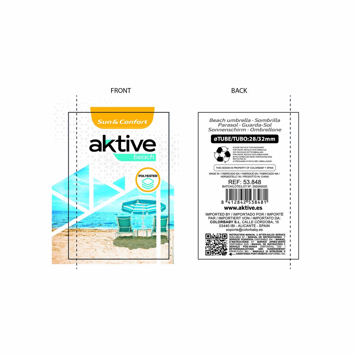 Paraply Aktive Blå 280 x 260 x 280 cm 280 x 240 x 280 cm (4 antal) - 5