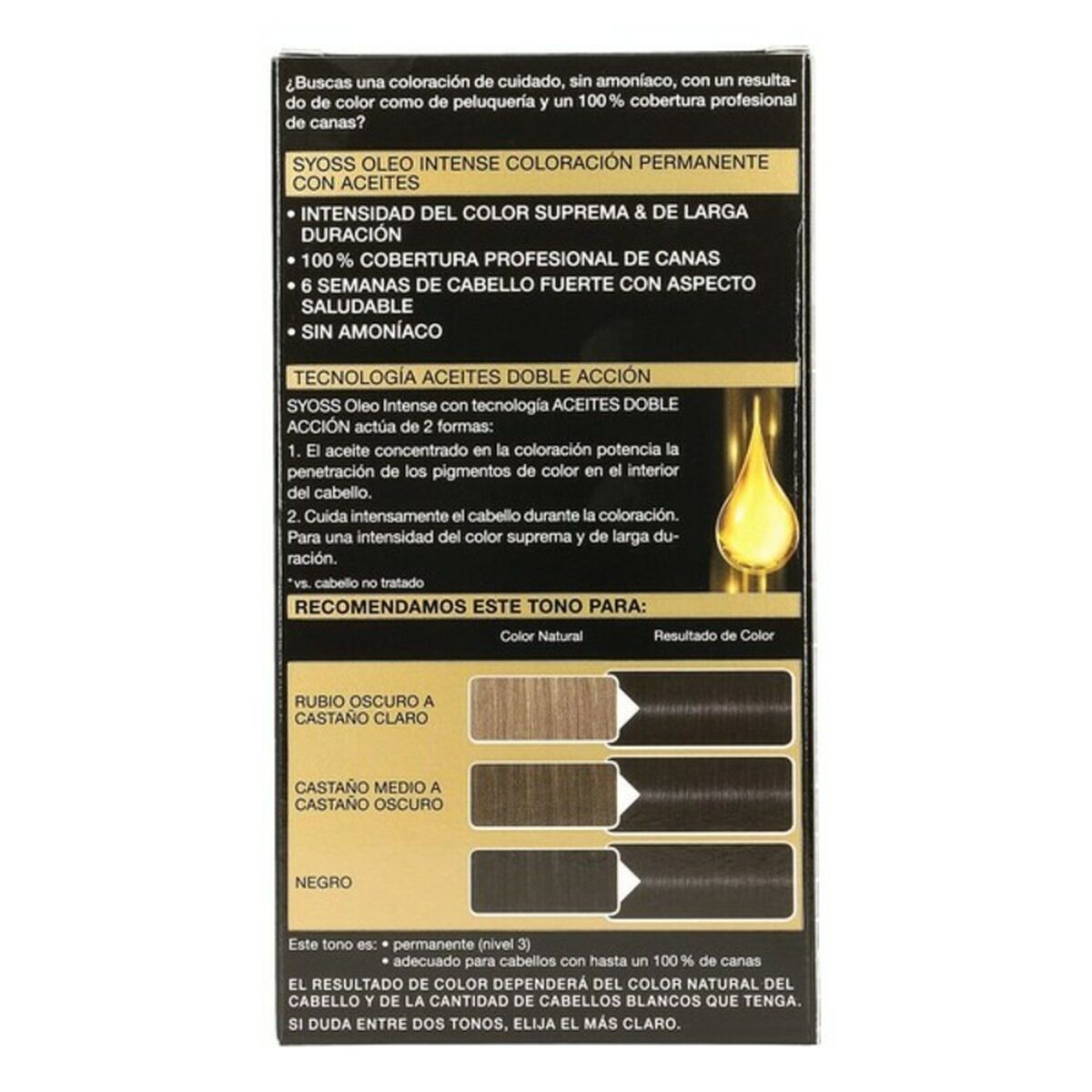 Permanent färg Syoss Olio Intense Svart Intenzivno Nº 1,10 Platinablont Nº 1.10-Negro Intenso - 6