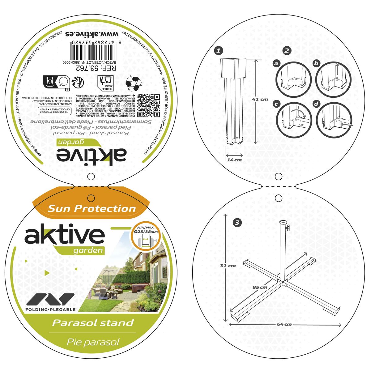 Parasollfot Aktive Vit Plast Badsvamp EPS 85 x 31 x 85 cm (4 antal) - 5