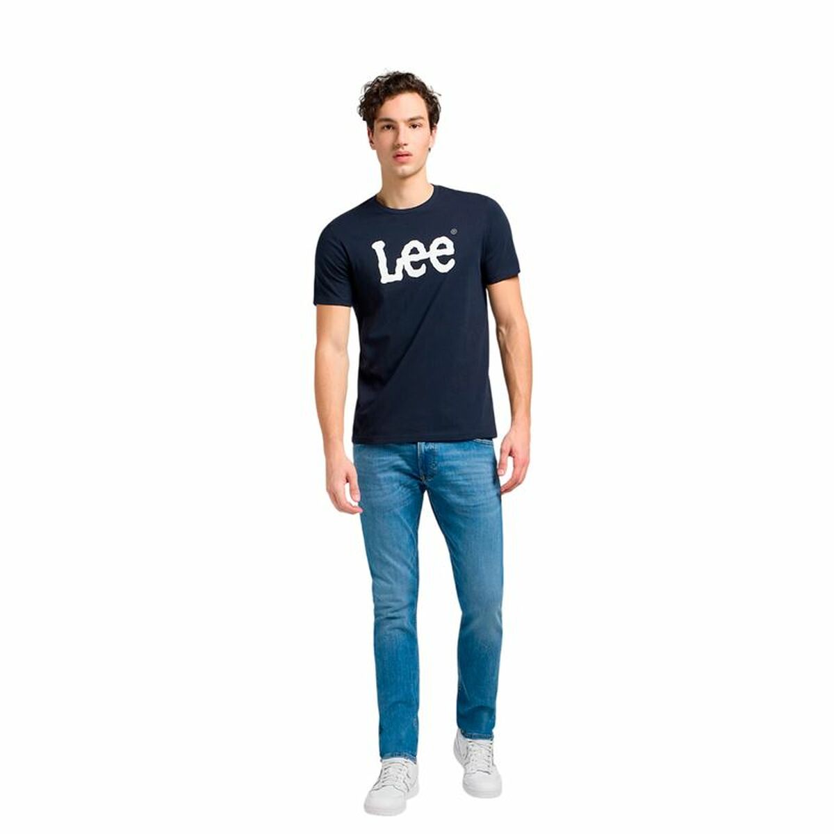 T-shirt med kortärm Herr Lee Wobbly Logo Tee Marinblå - 3