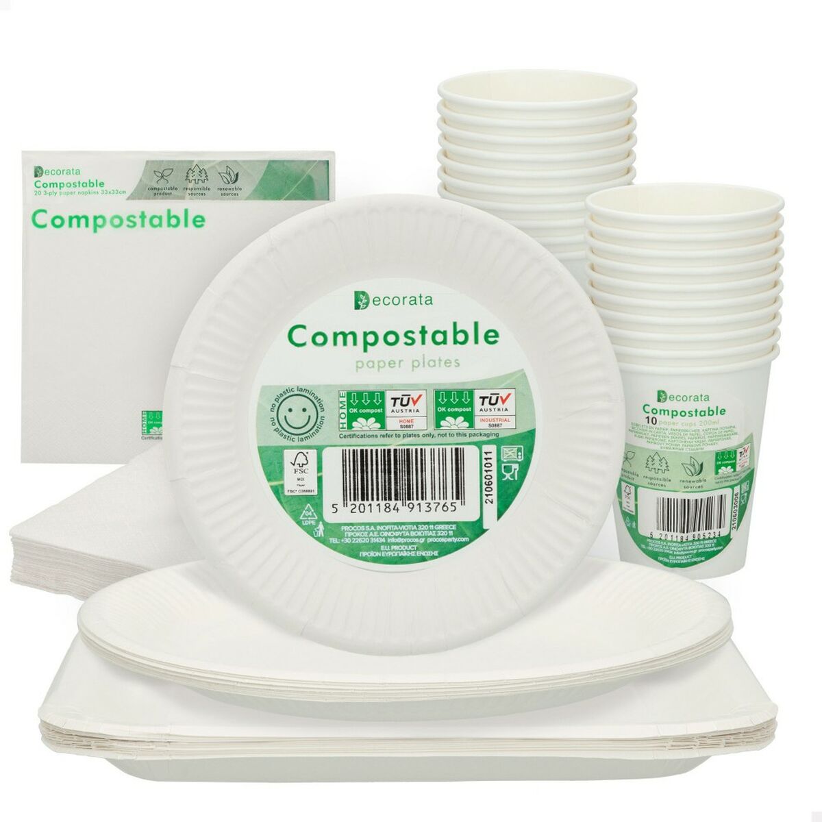 Servissats Procos Vit Papper 23 x 1,5 x 23 cm - 2