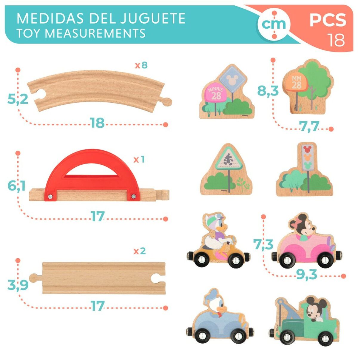 Fordonsspel Disney 18 Delar 37 x 7,5 x 3 cm 4 antal - 6