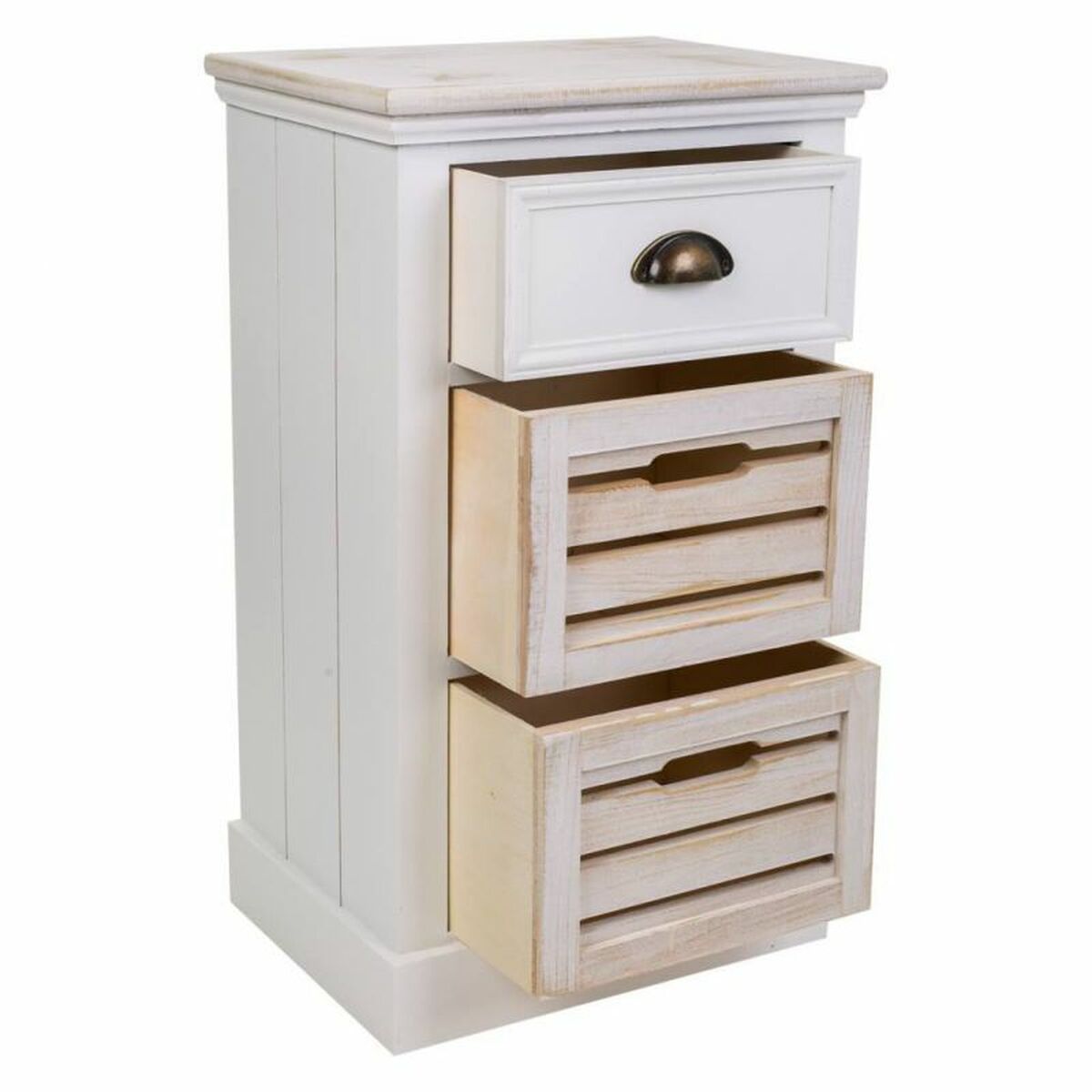 Byrå Alexandra House Living Vit Brun Paulowniaträ Trä MDF 30 x 68 x 40 cm - 4