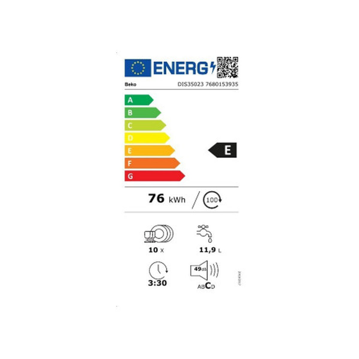 Diskmaskin BEKO DIS35023 45 cm Vit - 6