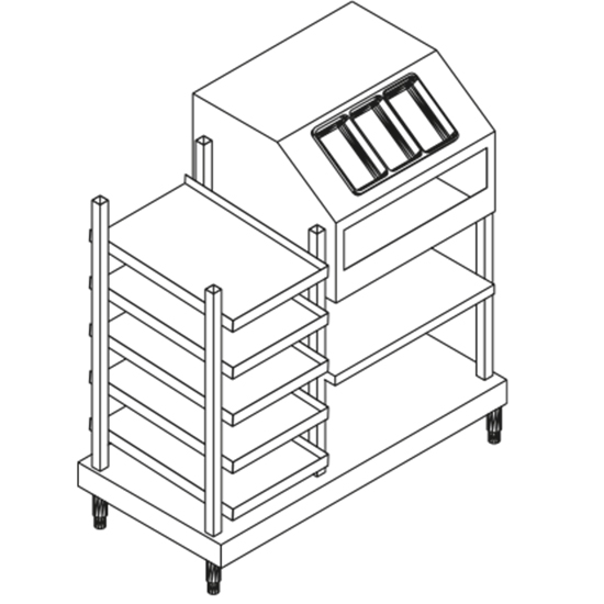 Brickor, bestick, glas utmatarenhet, med PVC bestick dispenser