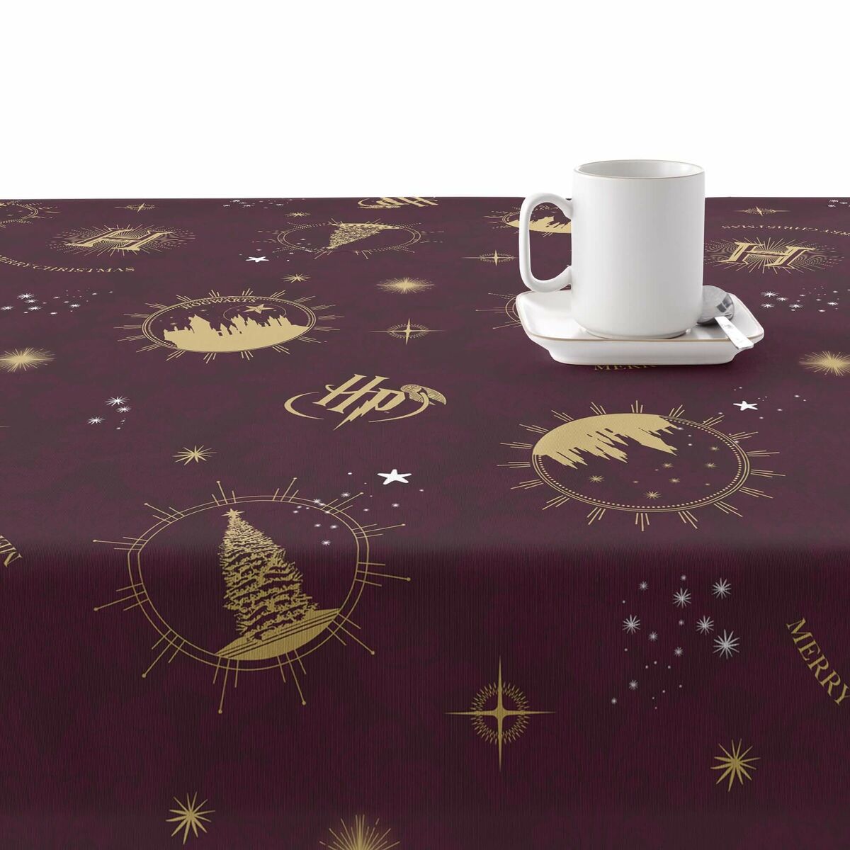 Fläckresistent bordsduk i harts Harry Potter Hogwarts Christmas Multicolour 150 x 150 cm - 2