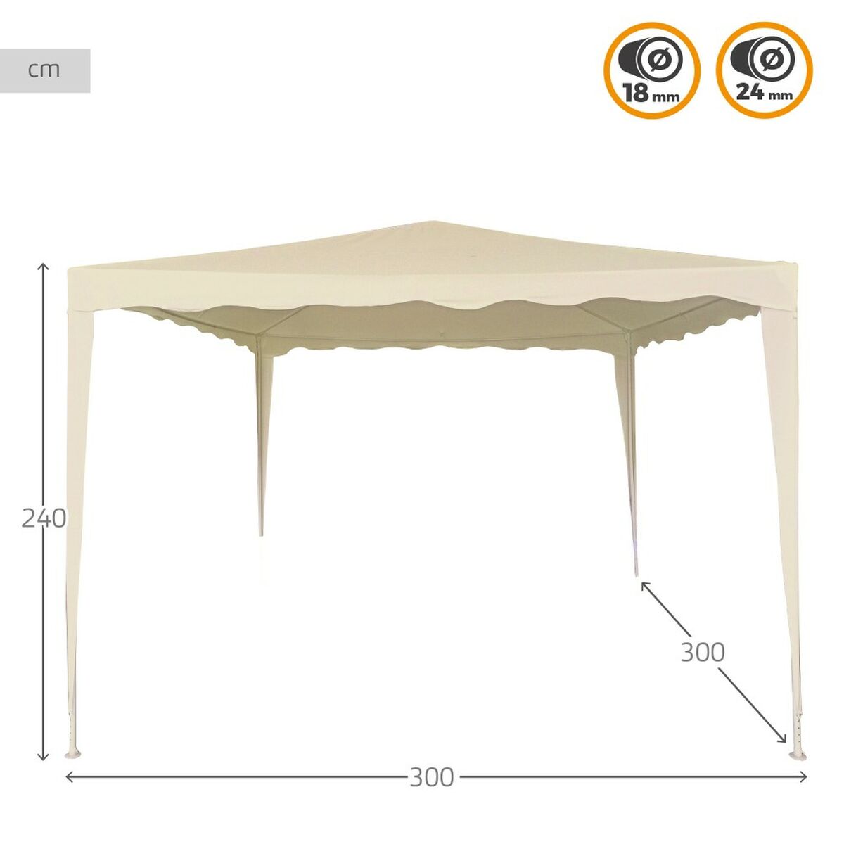 Gazebo Aktive 300 x 240 x 300 cm Metall Polyester Kräm - 7