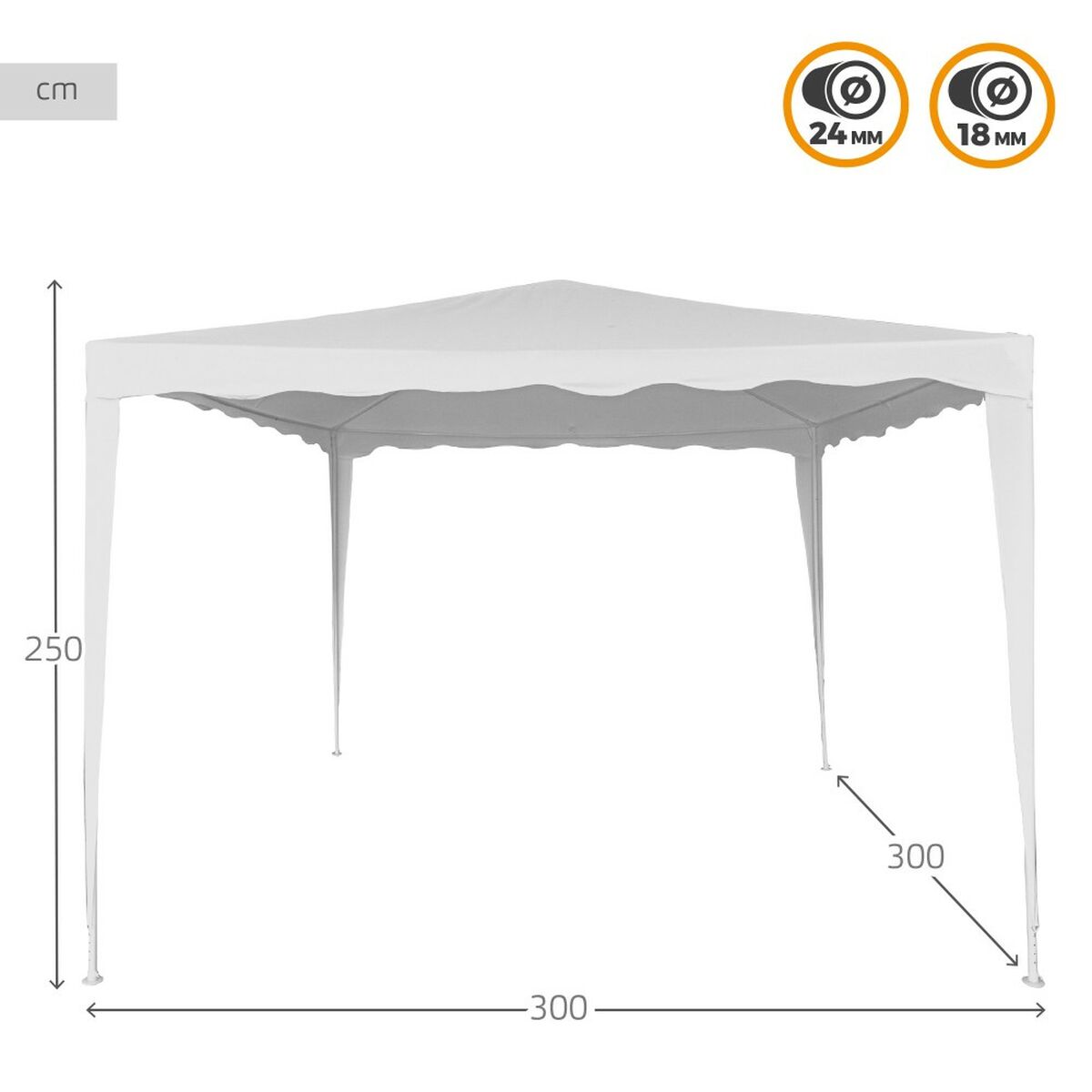 Gazebo Aktive 300 x 250 x 300 cm Stål Vit Plast - 3