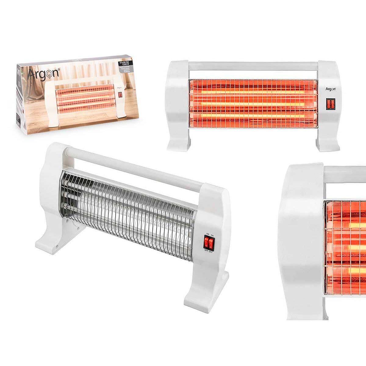 elektrisk halogen värmare Argon Vit 1200 W (8 antal) - 3