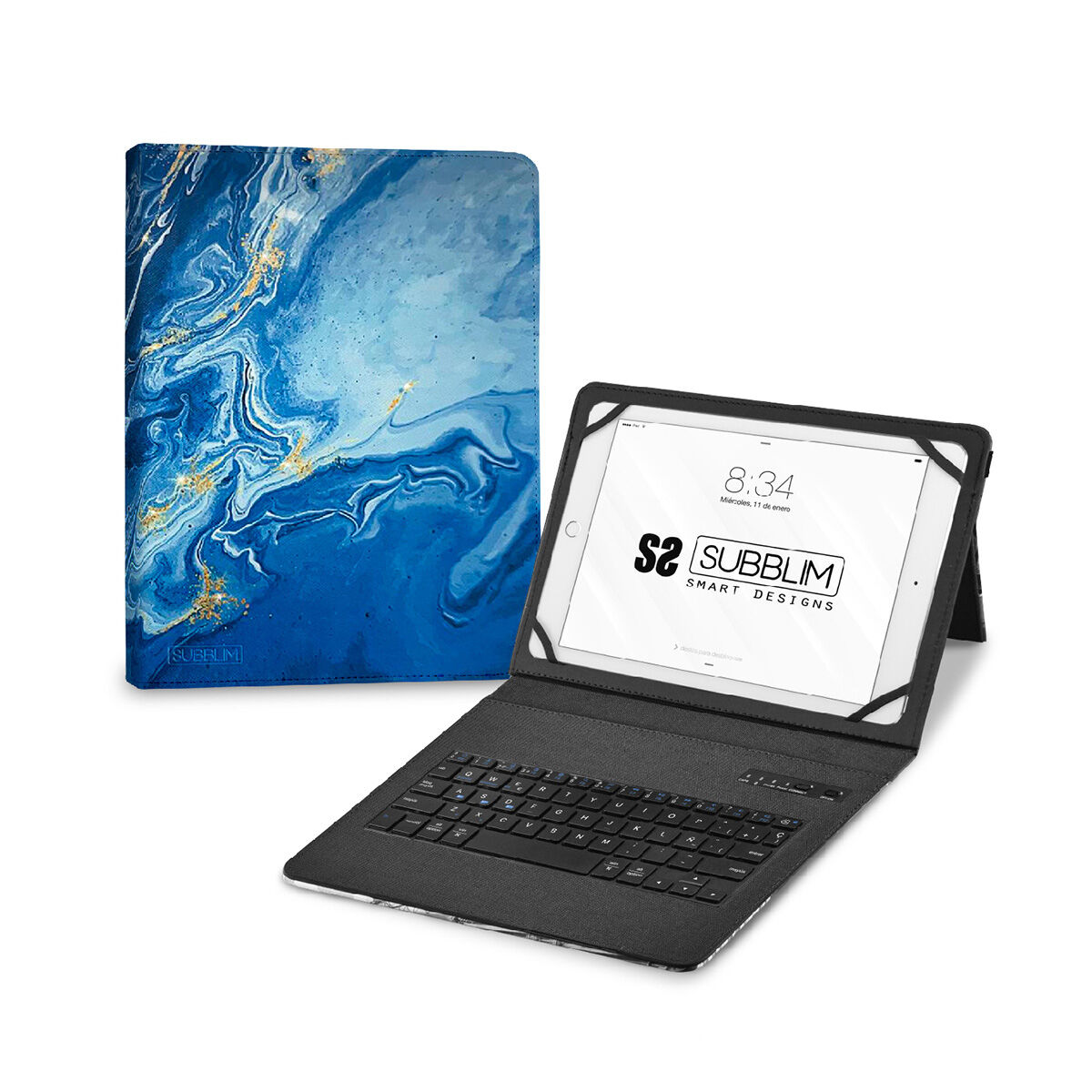 Bluetooth-tangentbord med tabletthållare Subblim SUBKT5-BTTB01 Qwerty Spanska Multicolour spanska